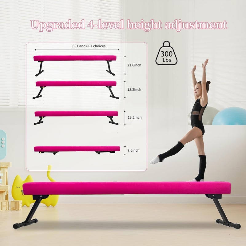 Peakpath 6FT Adjustable&Foldable Gymnastics Balance Beam,Home Gym Equipment,Easy Assembling and Storage,No Tool Require,for Kids Children Girls Training Ages 3-12 - Image 2